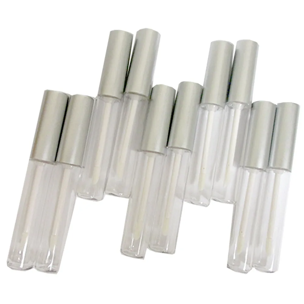 20 Silver Cap Plastic PET Lip Gloss Bottles 10ML Balm Container Clear Stopper