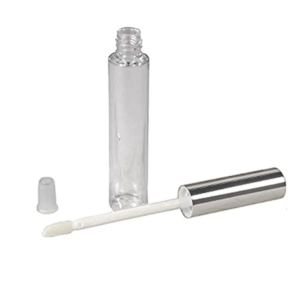 20 Silver Cap Plastic PET Lip Gloss Bottles 10ML Balm Container Clear Stopper
