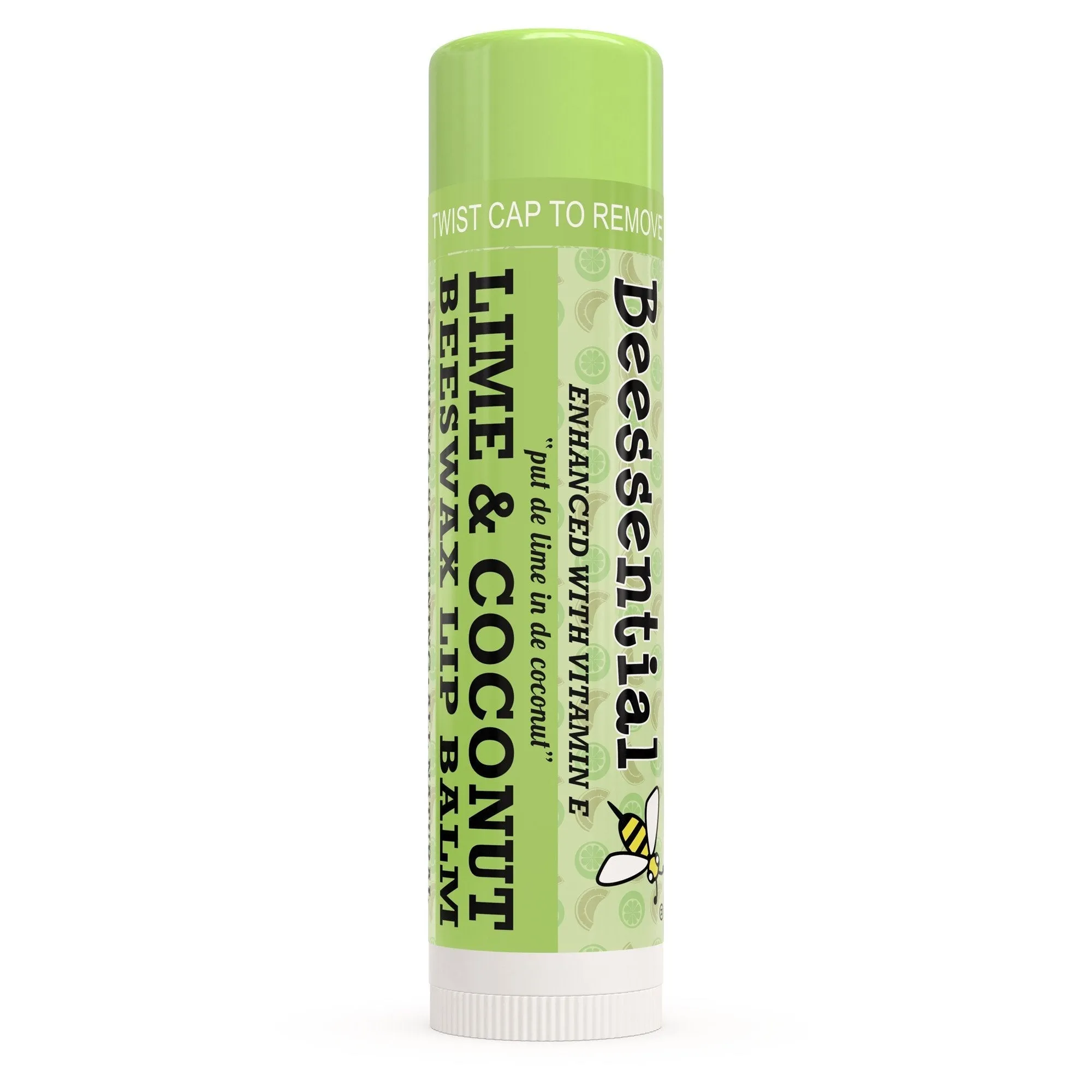 Beessential All Natural Lip Balm, Coconut Lime, 2 Pack | For Dry and Chapped Lips, Great For Men, Women, and Children, Moisturizing Beeswax, Coconut, Shea and Cupuacu Butter
