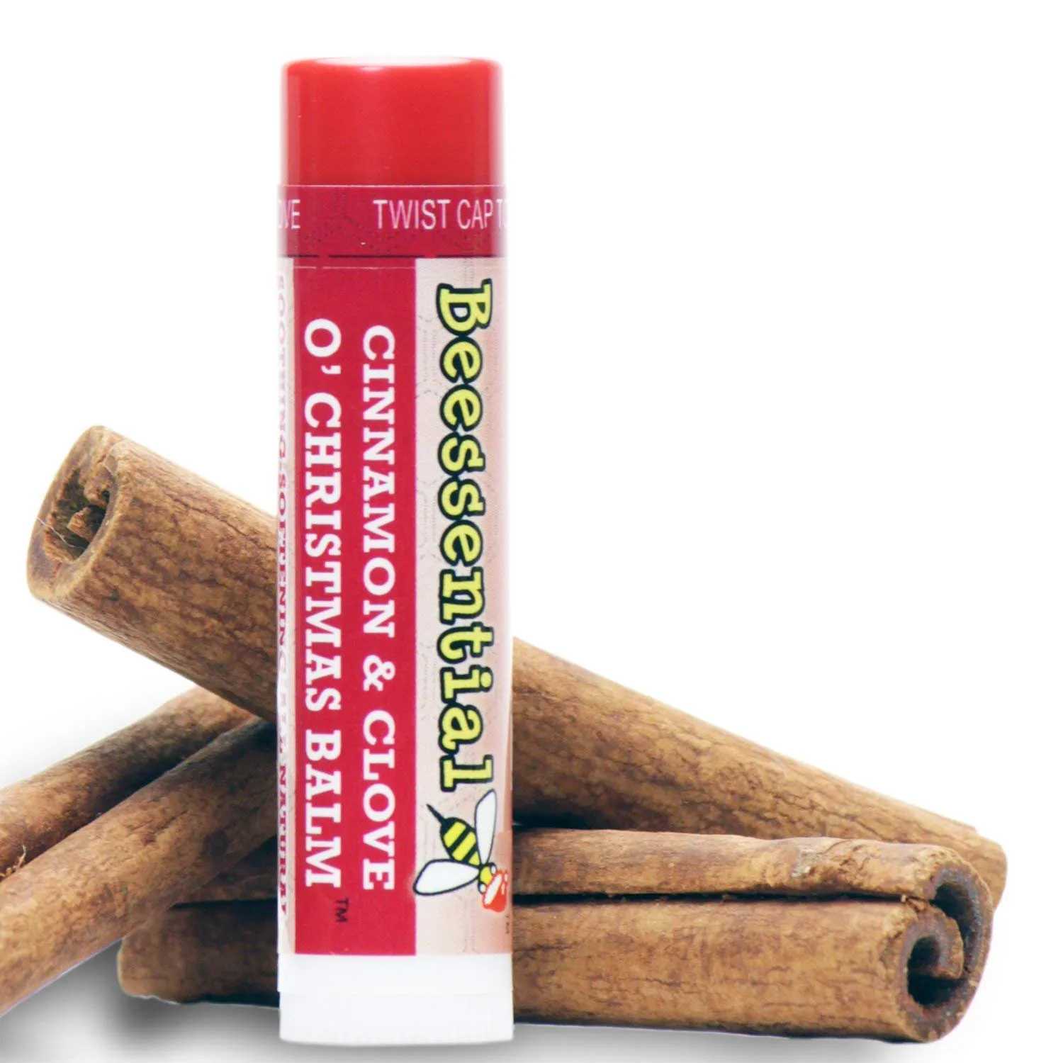 Beessential All Natural Lip Balm Holiday Christmas Gift, Cinnamon 2 Pack - Heals and Prevents Dry and Chapped Lips – Great for Men, Women, and Children