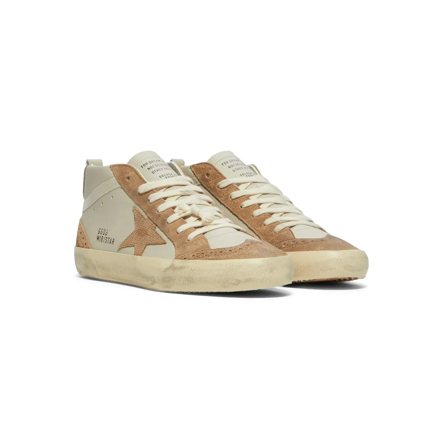 GOLDEN GOOSE MID STAR LEATHER GRAY MORN/LIGHT BROWN