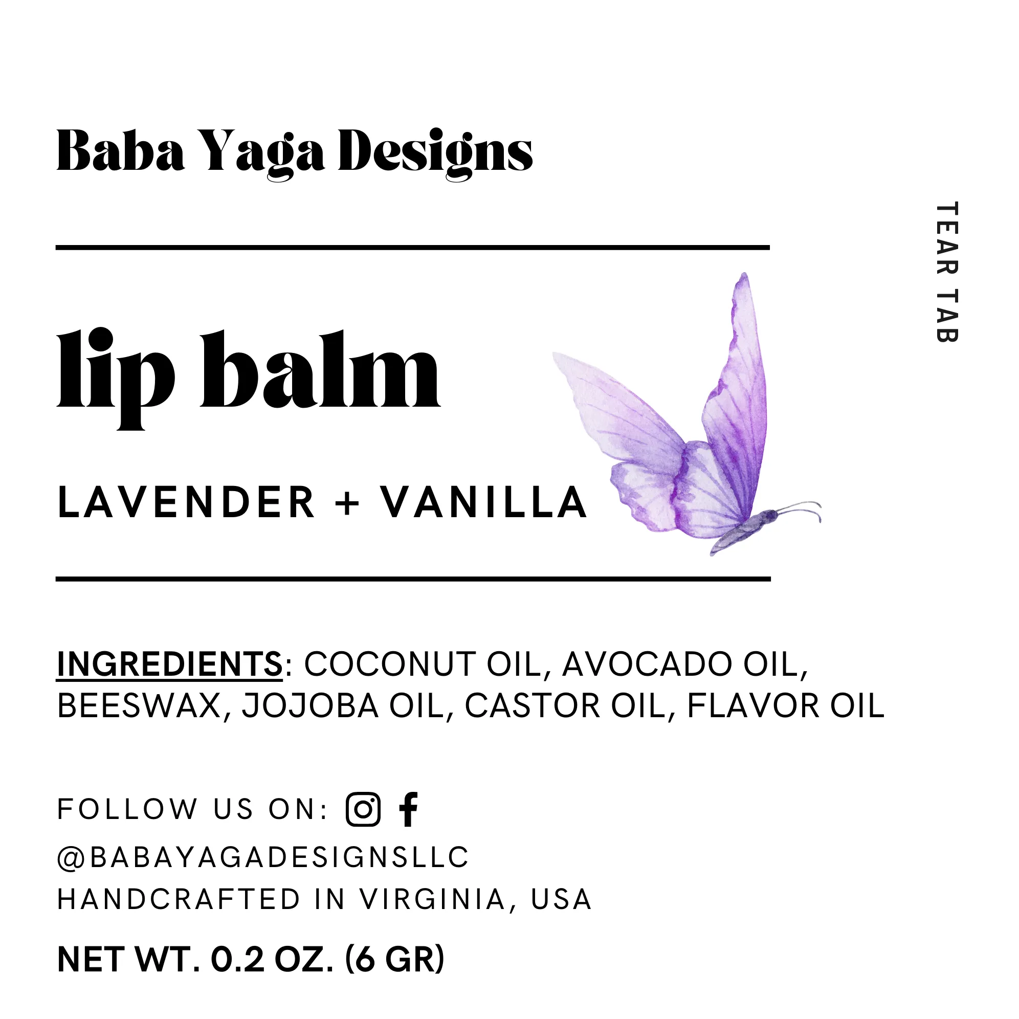 Lavender Vanilla Lip Balm, Natural Chapstick, Lips Smacker
