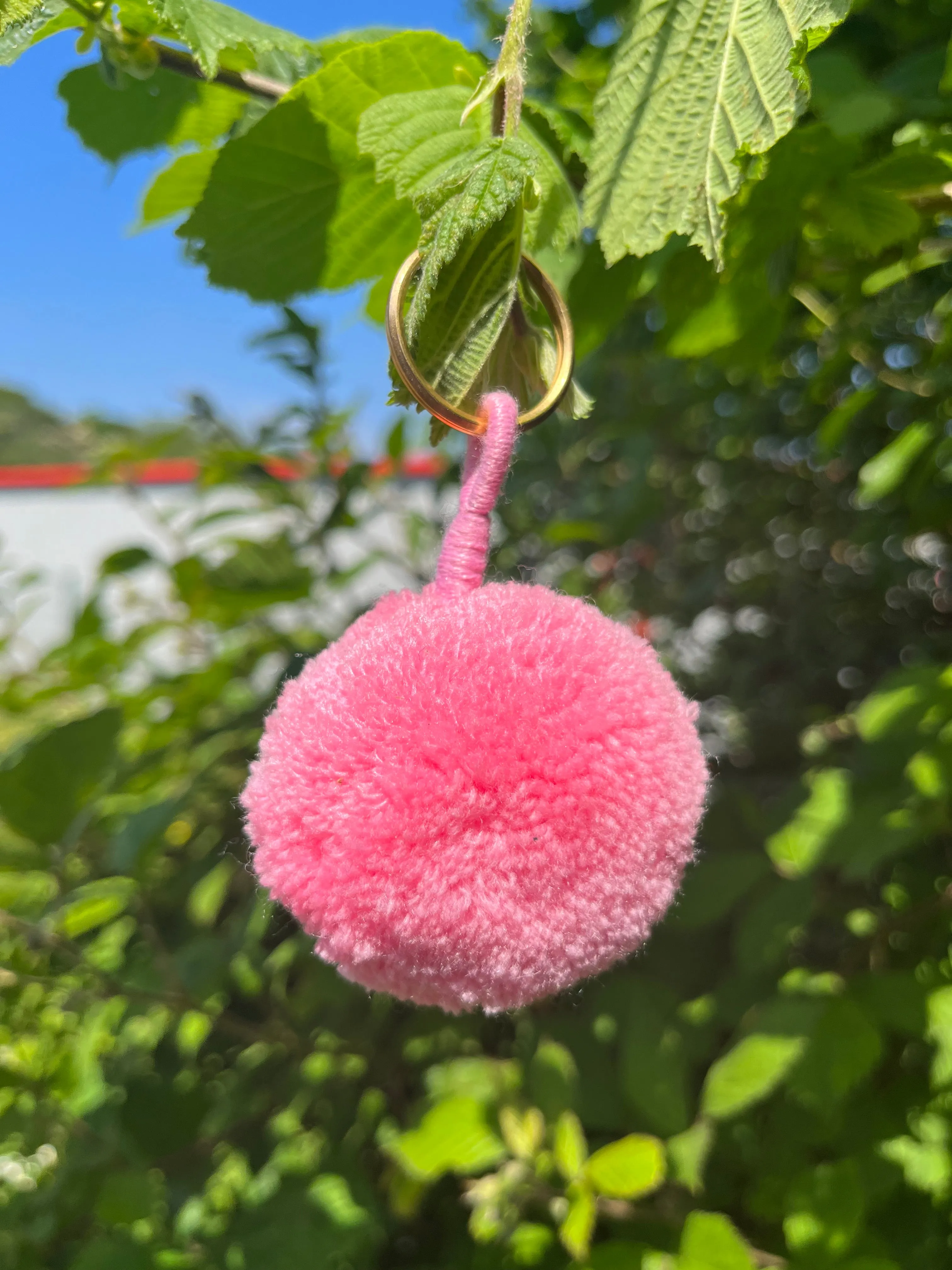 Light Pink Single Pom Keyring