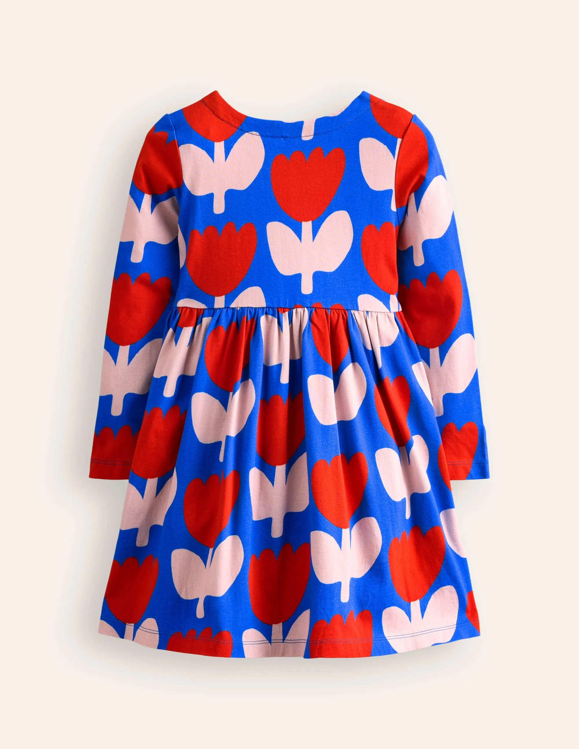 Long-Sleeved Fun Jersey Dress-Kingfisher Blue Bold Floral