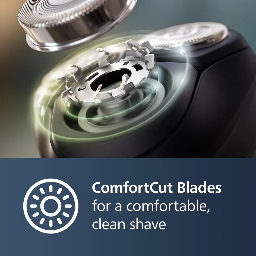 Philips Norelco Shaver 3900 Series, Wet and Dry Electric Shaver, P-Cap, Travel Pouch, Charging Stand, Storm Blue, Model S3341/92